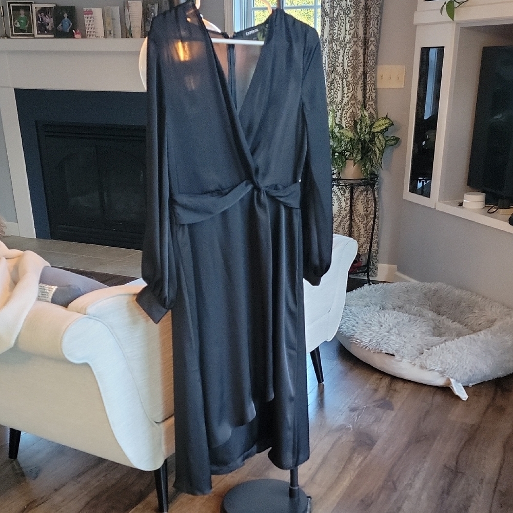 Express Elegant Black Wrap Dress